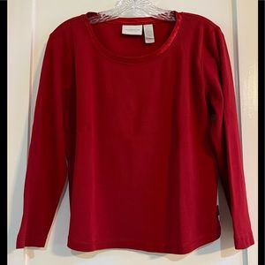 ‘Lizwear Jeans’ Red Top L